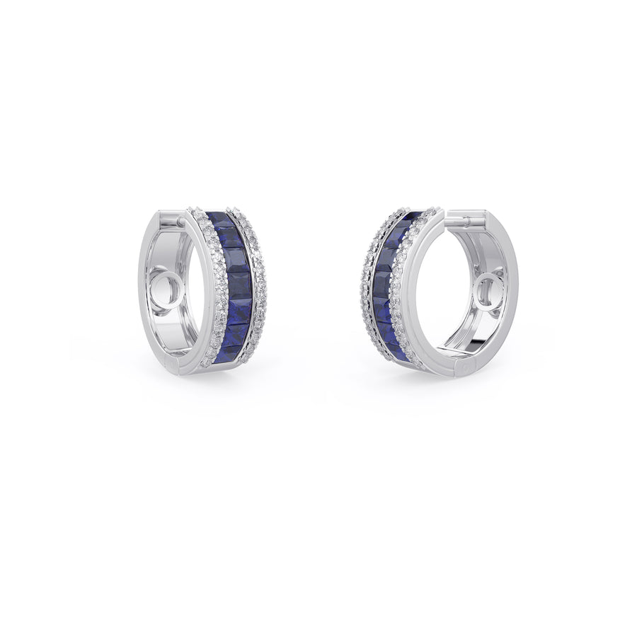 Princess Blue Sapphire Hoops