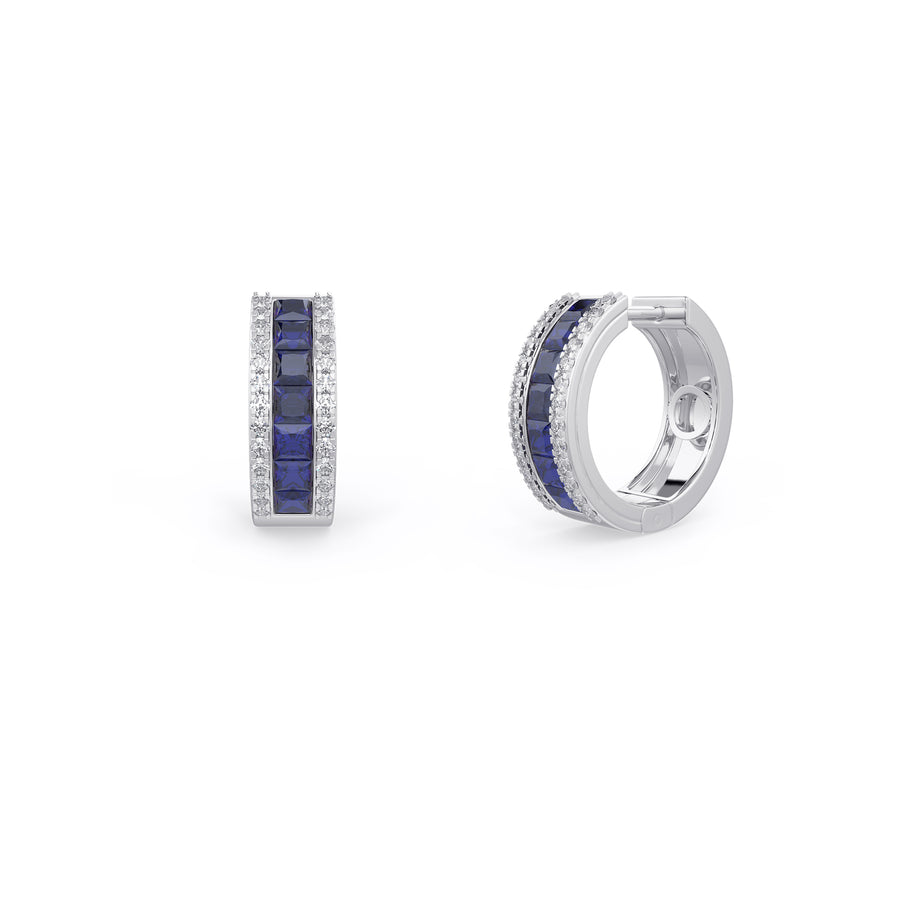 Princess Blue Sapphire Hoops