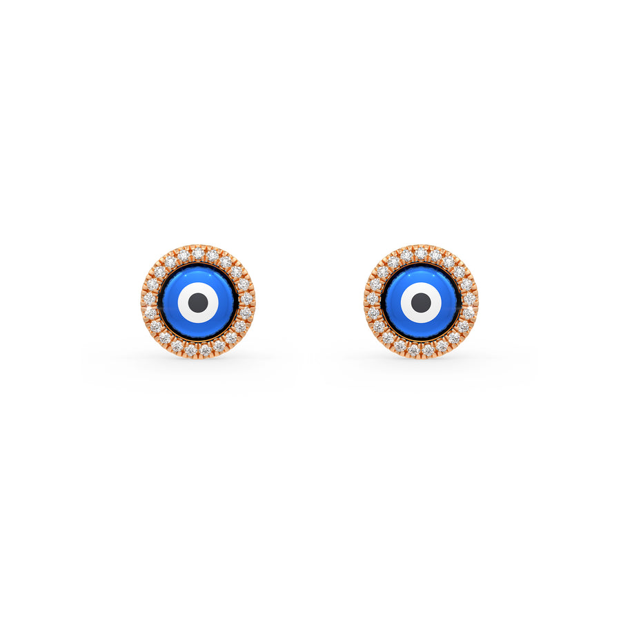 Blue Evil Eye Charm Diamond Earrings