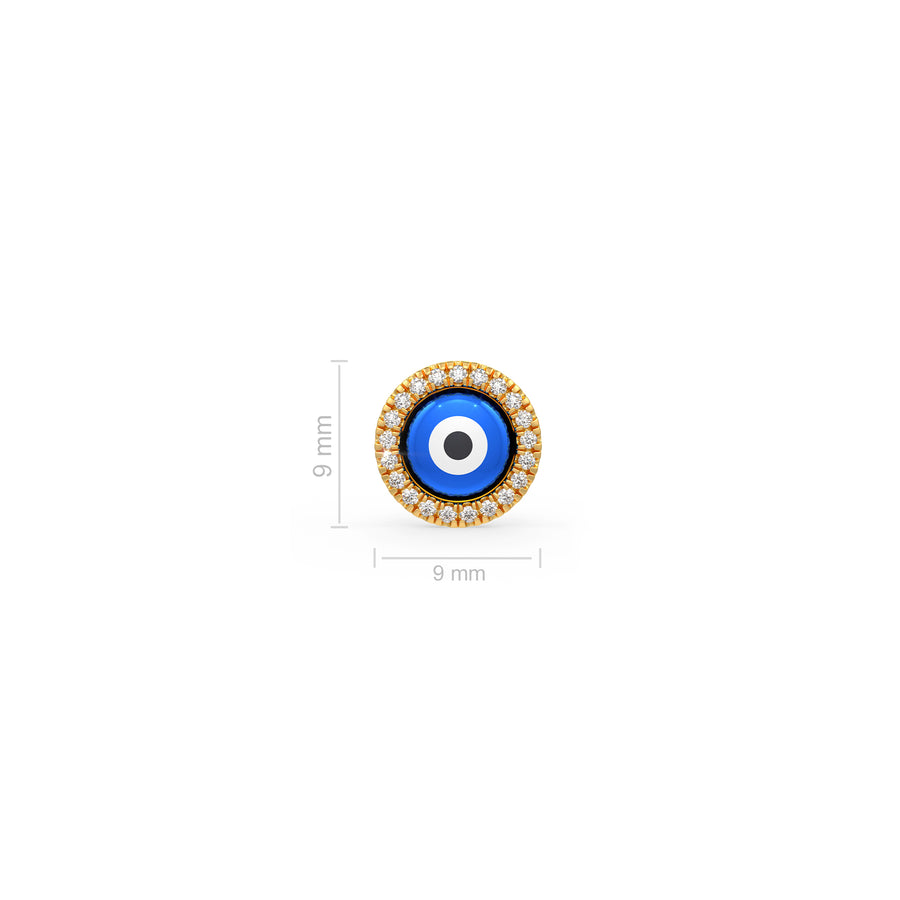 Blue Evil Eye Charm Diamond Earrings