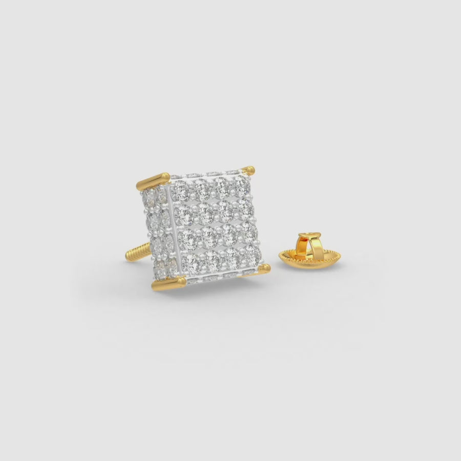 Diamond Square Pave Earrings