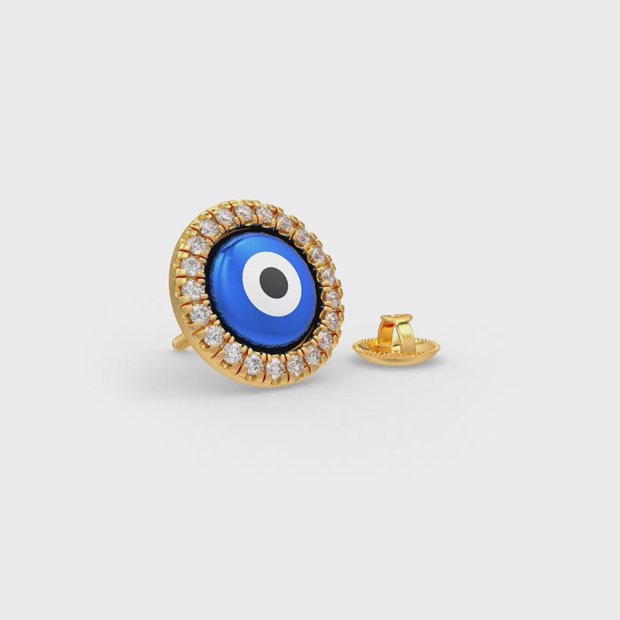 Blue Evil Eye Charm Diamond Earrings